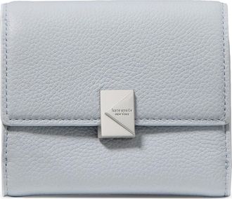 Kate Spade New York deco small pebbled leather flat wallet in Pale Sapphirine at Nordstrom