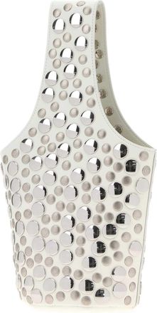 Khaite Womens Embellished Leather Livia Handbag Opticwhite Borse A Mano Bag