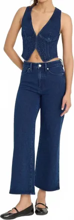 Good American Jeanius Crop Palazzo Jeans In Dark Blue