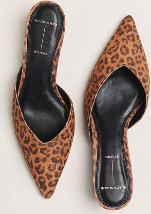 Black Suede Studio Sofia 35 Kitten-Heel Mules