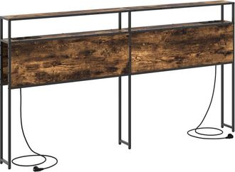 vidaXL Storage Headboard Smoked oak 180 cm Engineered wood Vidaxl