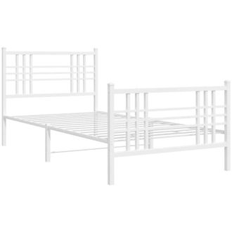 vidaXL Estructura Cama Sin Colch&oacute;n Con Estribo Metal Blanco 100x200 Cm Vidaxl