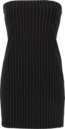 Patrizia Pepe wide-neck pinstriped minidress - women - Polyester/Viscose/Elastane - 46 - Black