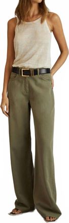 Reiss Colorado Garment Dyed Wide Leg Trouser Jeans In Khaki