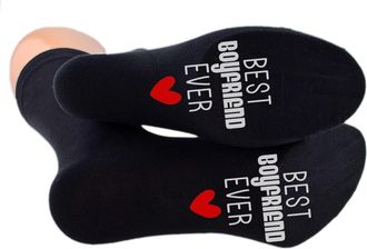 Generic Best Boyfriend Ever Sole Print Black Socks Mens UK Size 5-12