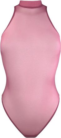 Bordelle Melusina mesh body met hoge hals - Roze