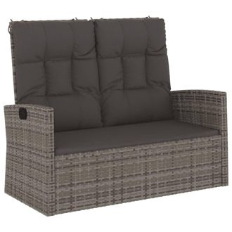 vidaXL Banco Jard&iacute;n Reclinable Y Cojines Rat&aacute;n Sint&eacute;tico Gris 118 Cm Vidaxl