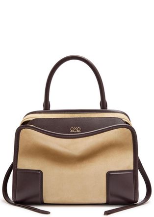 Loewe Amazona 180 Small Leather and Suede top Handle bag - Brown - One Size
