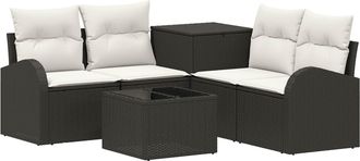 vidaXL Juego De Sof&aacute; 6 Uds. Negro Y Blanco Crema Vidaxl