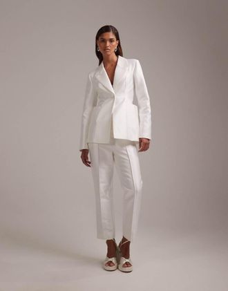 Asos Pantaloni da sposa sartoriali a sigaretta color avorio-Bianco