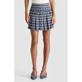 Alice & Olivia Emilie Tweed Box Pleat Miniskirt in Indigo at Nordstrom Rack, Size 4
