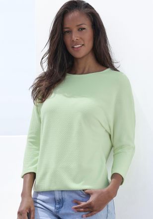 Vivance Langarmshirt VIVANCE aus b&uuml;gelfreier Strukturqualit&auml;t, Damen, Gr. 32/34, gr&uuml;n (lime), Stoff, Obermaterial: 80% Polyester, 16% Viskose, 4% Elasthan, un