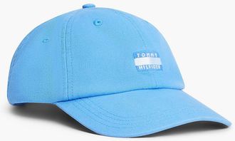 Tommy Hilfiger Womens Tonal Flag Logo Canvas Baseball Cap - Blue Spell