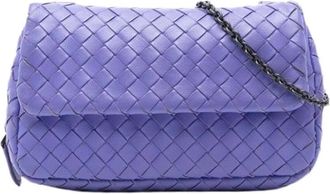 Bottega Veneta Pre-owned Geweven Leren Crossbody Tas - Dames - Vintage Schoudertas - Paars - ONE Size - Leer - Vintage