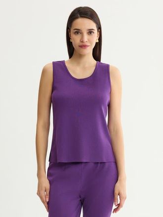 Misook Double Scoop Neck Mylana Knit Tank in Fresh Purple at Nordstrom, Size Xx-Large