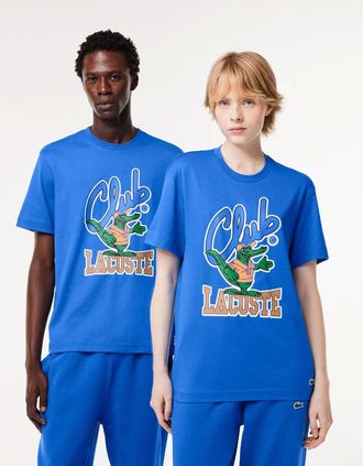 Lacoste Mens Relaxed Fit Signiature Print T-Shirt - Blue - Size: 40