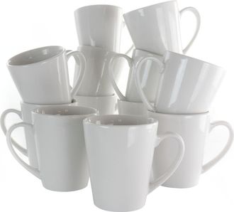 Elama Holt 12 Piece 10 Ounce Porcelain Mug Set in White at Nordstrom