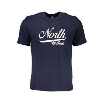 North Sails T-Shirts, male, Blue, XL, Blue Cotton Print Logo T-Shirt