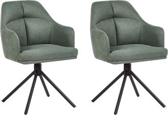 Beliani Set of 2 Dining Chairs Swivel MIRA Green