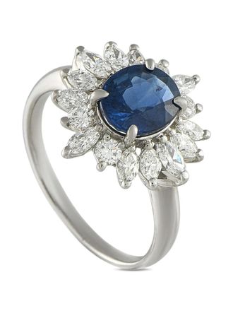 Luxury Bazaar Platinum multi-stone cluster ring - women - Platinum/Diamond/Sapphire - One Size - Silver