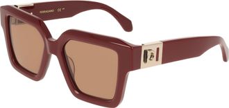 Ferragamo Brown Square Ladies Sunglasses SF2084S 606 53