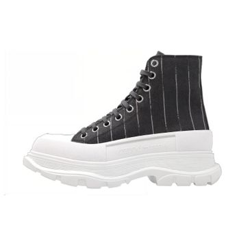 Alexander McQueen (WMNS) Alexander McQueen Tread Slick Lace Up Ankle Sneakers Black Striped 766898W4XA11678