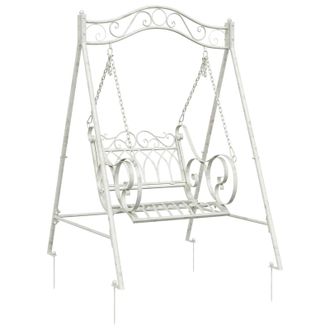 vidaXL Banco Columpio Acero 113 X 121,5 X 168 Cm Blanco Antiguo Vidaxl