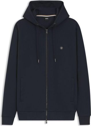 BOSS Cotton-blend zip-up hoodie with Double B monogram