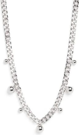 Open Edit Orb Drop Curb Chain Necklace in Silver at Nordstrom