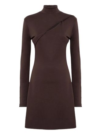 Blugirl button cutout jersey dress - women - Viscose/Polyester/Elastane - 42 - Brown