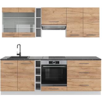 Vicco Cucina componibile Fame-Line, Quercia dorata/bianco, 235 cm senza piano di lavoro