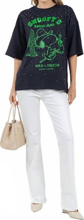 Essentiel Junki Rhinestones T-Shirt In Patriot Blue