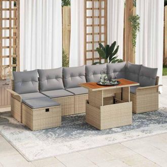 vidaXL Vidaxl - Conjunto De Sof&aacute; De Jard&iacute;n Con Coj&iacute;n 8 Pcs Beige Polirat&aacute;n