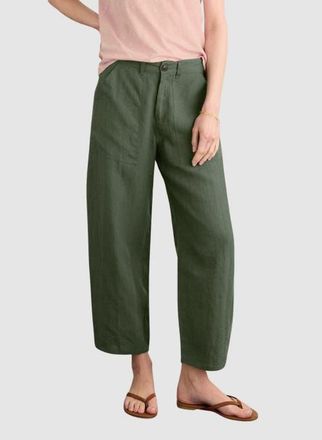 Baukjen Brett Linen Barrel Leg Trousers in Deep Khaki at Nordstrom, Size 12