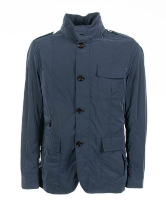 Moorer Mens Spring Jacket With Pockets And Buttons - Dark Grey Cotton - Size EU 48 (Mens)