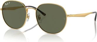 Ray-Ban Sunglasses, unisex, Yellow, Size: 57 MM Gold Polarized Sunglasses Crystal Green Style
