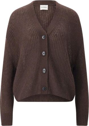 Closed V-hals vest - Dames - Truien - Bruin - Maat: XS Wol