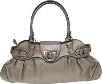 Ferragamo Gancini Gold Leather Shoulder Bag (Pre-Owned)