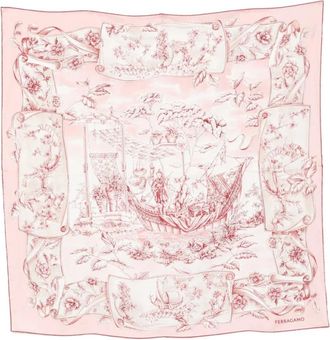 Ferragamo Zijden sjaal met grafische print - Dames - Zijden sjaals - Roze - ONE Size - Accessoires