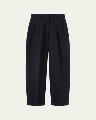 Loro Piana Cale Linen Straight-Leg Ankle Trousers