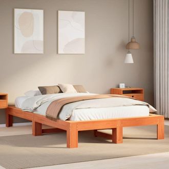 Berkfield Home Bed Frame without Mattress Wax Brown 135x190 cm Double Solid Wood Pine