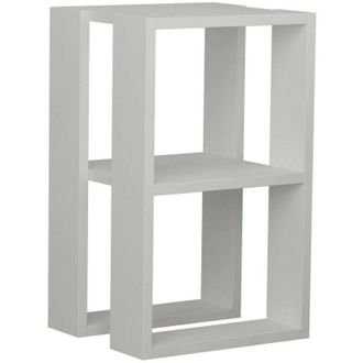 Dmora Comodino Imai, Com&ograve; basso, Tavolino da notte, Mensola da letto, 30x30h55 cm, Bianco, con imballo rinforzato, con imballo rinforzato - Dmora