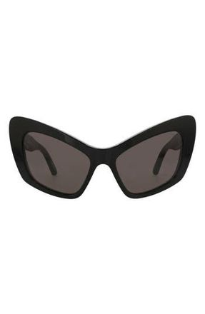 Balenciaga 58mm Cat Eye Sunglasses in Black Black Grey at Nordstrom Rack