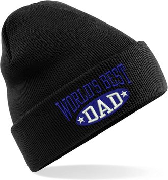 Generic Embroidered Worlds Best Dad BC045 Original Cuffed Beanie, Unisex Hat (Black)
