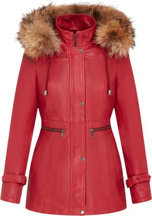Infinity Leather Womens Warm Leather Hooded Parka Jacket-Northwich
