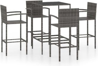 vidaXL Mesa Y Taburetes Altos Jard&iacute;n 5 Piezas Rat&aacute;n Sint&eacute;tico Gris Vidaxl