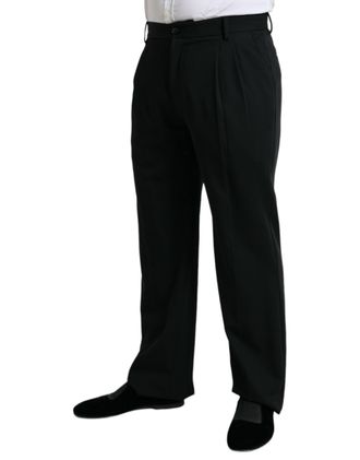 Dolce & Gabbana Mens Black Wool Formal Straight Fit Dress Pants Virgin Cotton