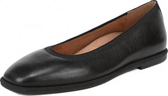 Vionic Womens Caroll 2.0 Flat Shoes In Black Leather