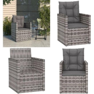 vidaXL Poltrona da Giardino con Cuscini Grigia in Polyrattan - Cuscini per poltrona - Rattan PE
