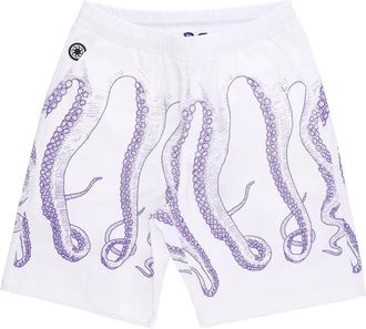 Octopus Paarse Witte Jogger Shorts Lichtgewicht Stof - Heren - Korte Broeken - Veelkleurig - XL - Katoen - Korte Broeken